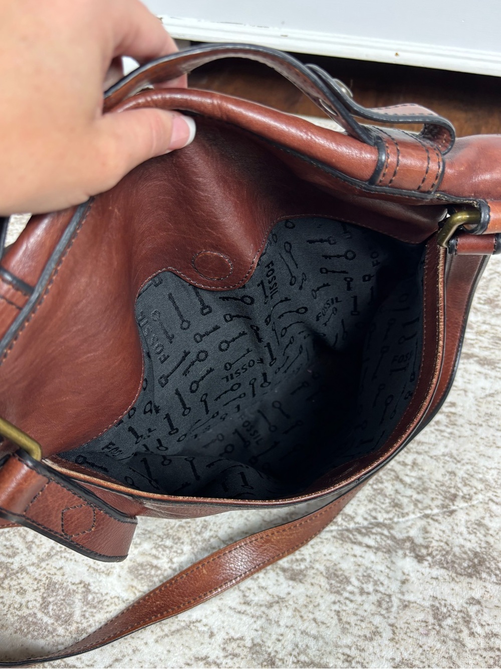 Fossil Brown Leather Crossbody Satchel - Picture 5 of 15